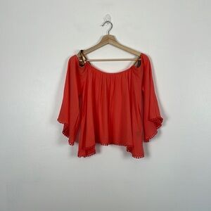 Cupcake and Cashmere open shoulder tassel ties bohemian crop top Size Medium